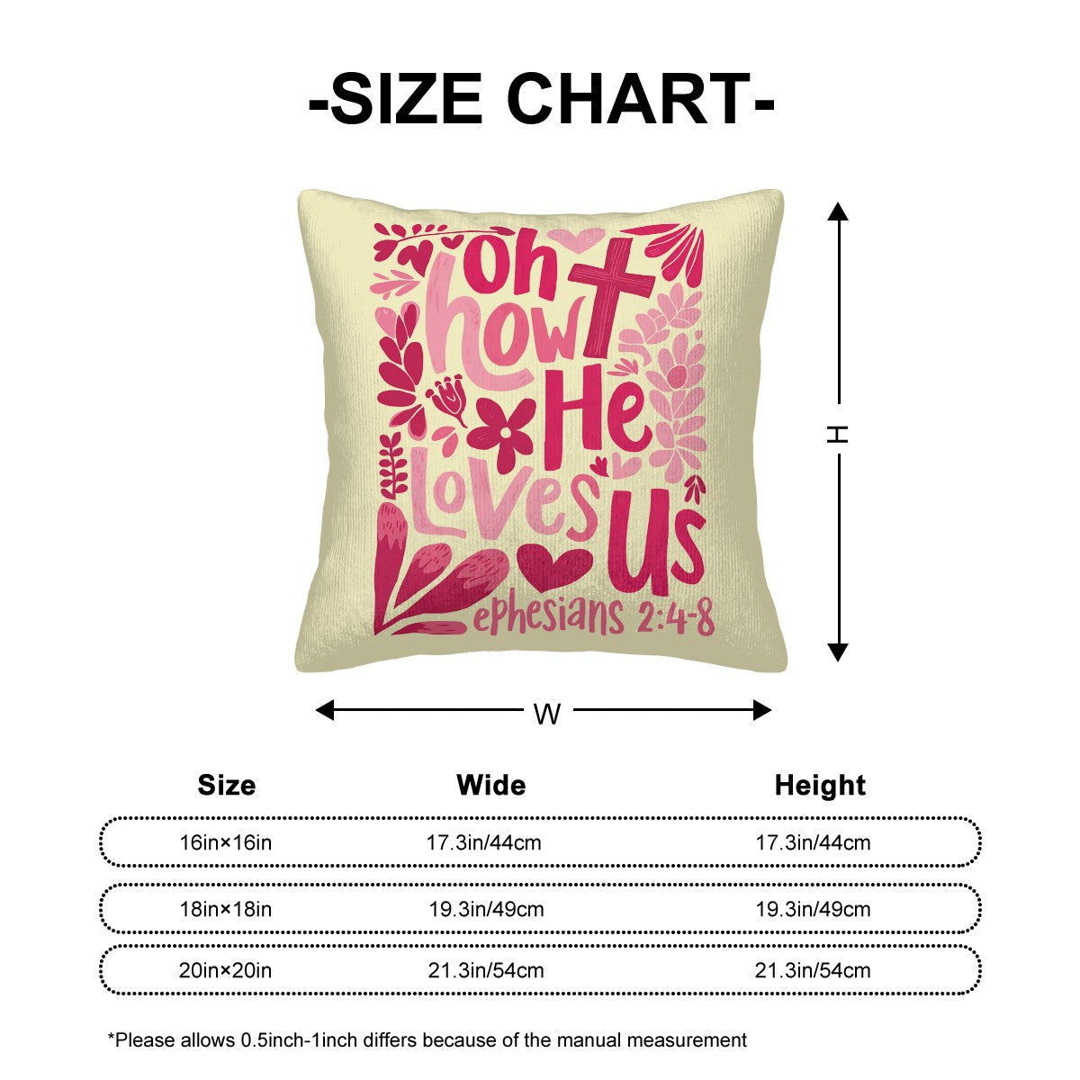 Oh How He Loves Us - Christian Corduroy Throw Pillow Cover with Core