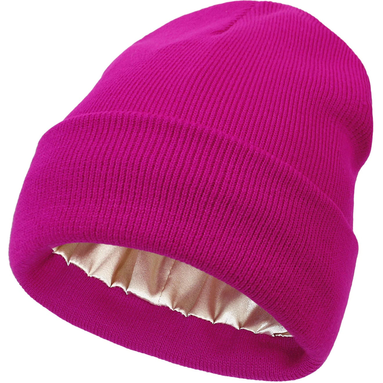 Satin Lined Knitted Toque Beanie – Curly & Dry Hair Protection