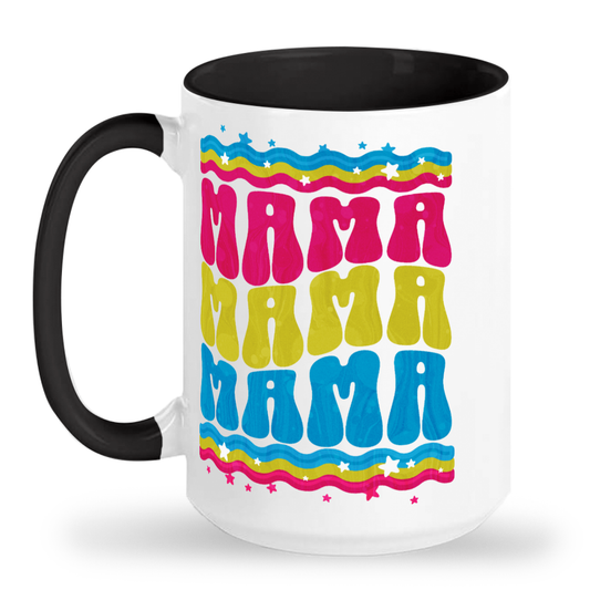 MAMA Retro Groovy CYM Tall glossy ceramic mug