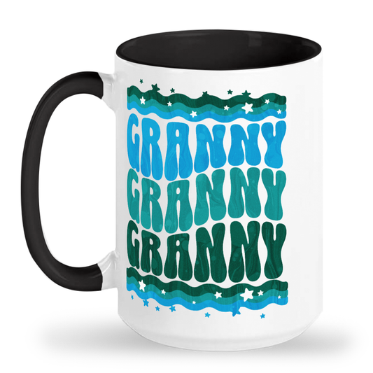 GRANNY Blue Retro Groovy Tall glossy ceramic mug