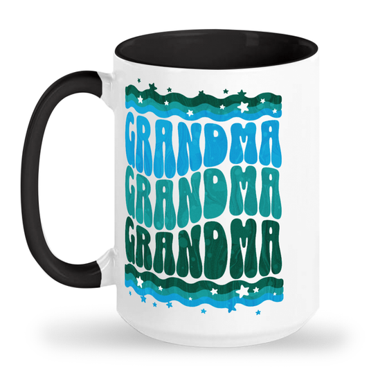 RETRO GROOVY BLUE Grandma Tall glossy ceramic mug