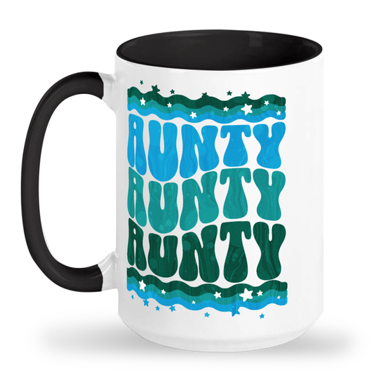 Aunty RETRO GROOVY BLUE Tall glossy ceramic mug