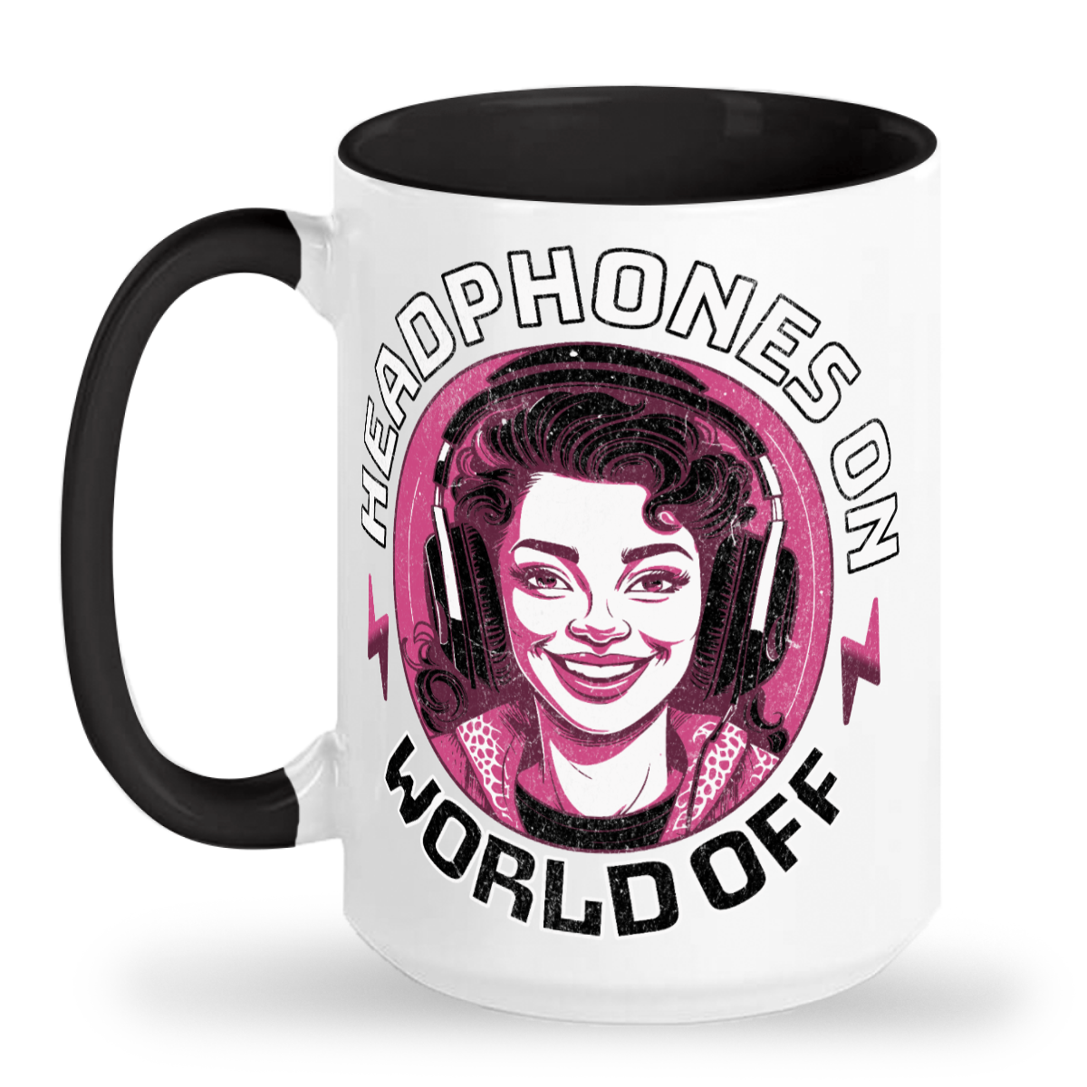 Headphones On - World Off 15oz ceramic mug