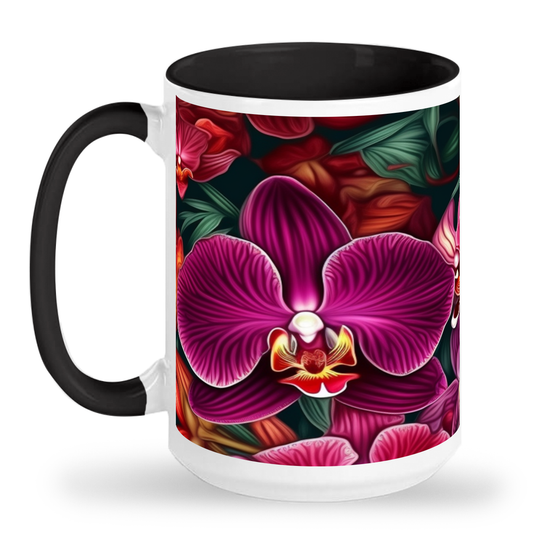 Colourful Orchids - 15oz Ceramic Mug