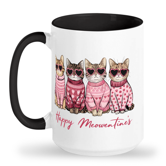 Happy Meowentine's Day - Tall glossy ceramic mug