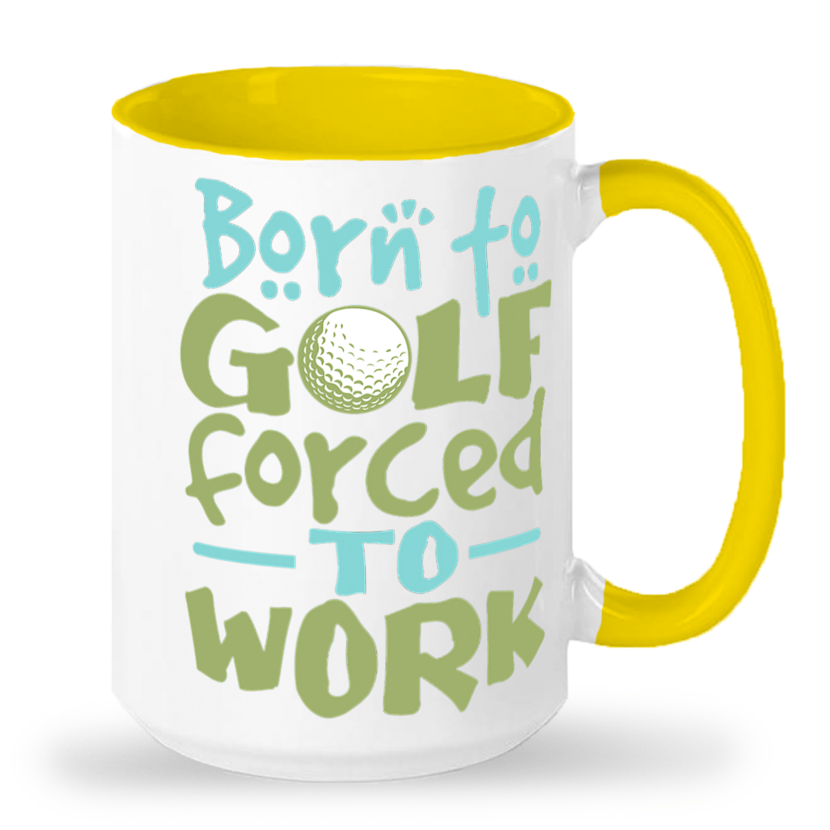 Born to Golf Forced to Work - Tall 15 oz Glossy Ceramic Mug