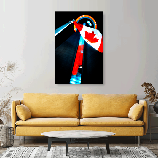 CN Tower on Canada Day - Mounted Canvas - 24"x 36"