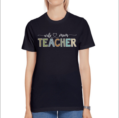 Wife Mom Teacher - Premium Jersey T-shirt