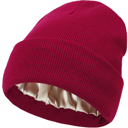 Satin Lined Knitted Toque Beanie – Curly & Dry Hair Protection