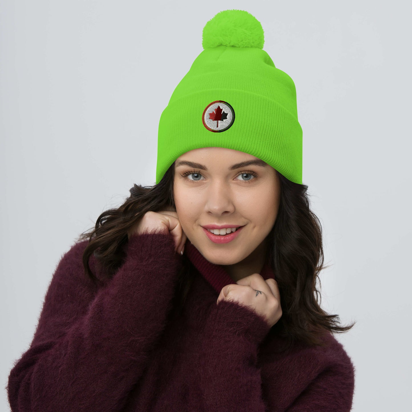 Canadian Maple Leaf - Toque with Pom-Pom