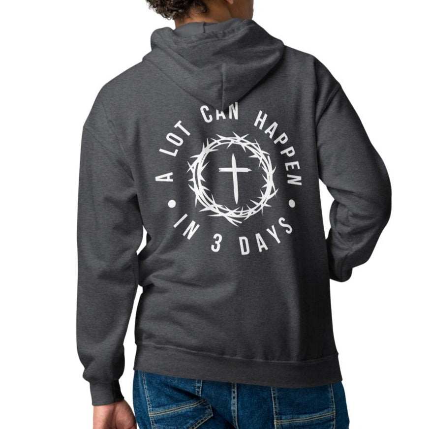 A Lot Can Happen In 3 Days Unisex Heavy Blend Zip Hoodie - White Print