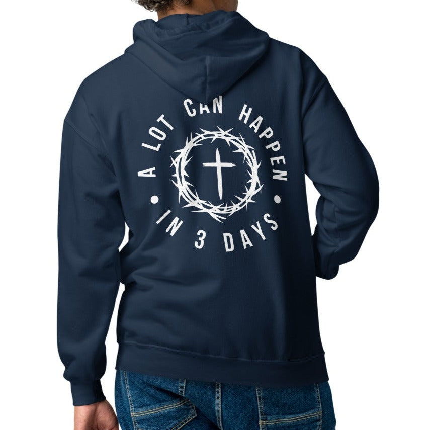 A Lot Can Happen In 3 Days Unisex Heavy Blend Zip Hoodie - White Print
