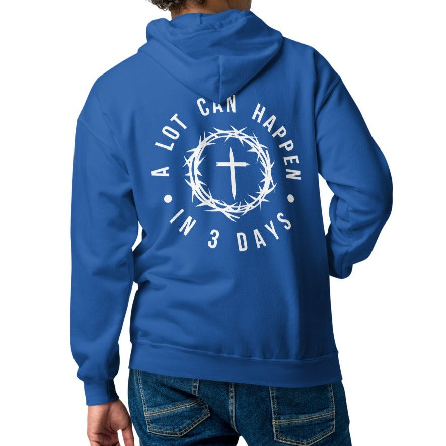 A Lot Can Happen In 3 Days Unisex Heavy Blend Zip Hoodie - White Print