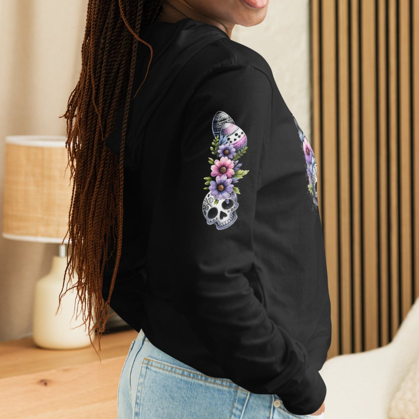 Gothic Easter Lamb - Hooded Long-Sleeved T-Shirt - Print on Sleeves