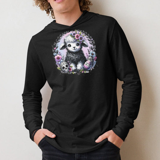 Gothic Easter Lamb | Hooded Long Sleeve T-Shirt – Lightweight Layering Essential