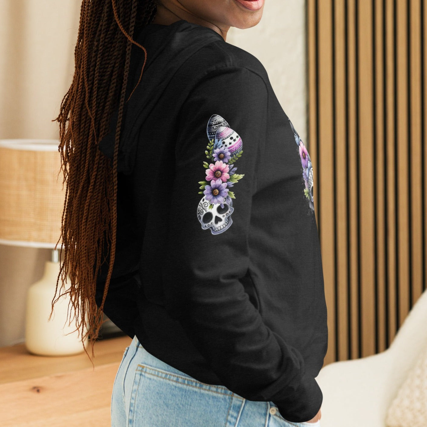 Gothic Easter Lamb - Hooded Long-Sleeved T-Shirt - Print on Sleeves