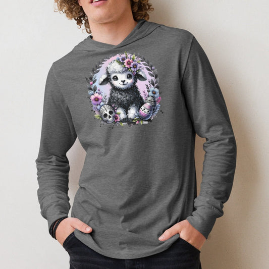 Gothic Easter Lamb | Hooded Long Sleeve T-Shirt – Lightweight Layering Essential