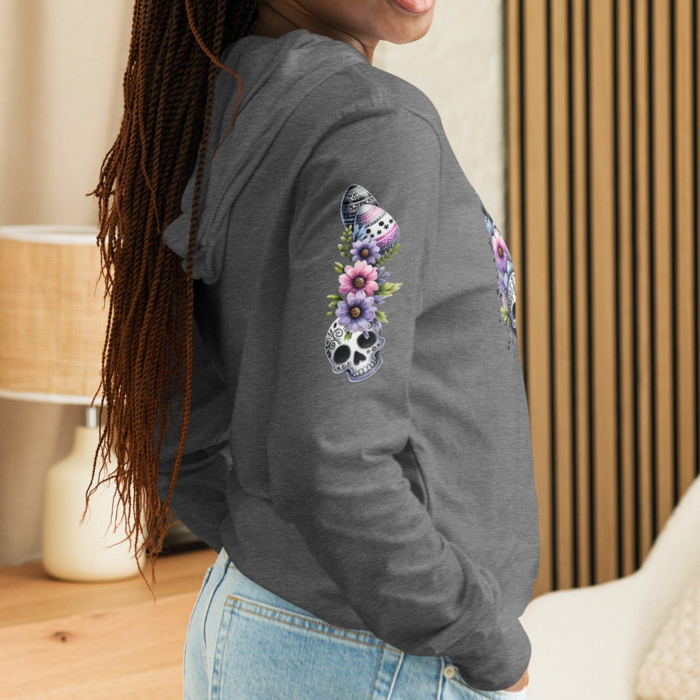 Gothic Easter Lamb - Hooded Long-Sleeved T-Shirt - Print on Sleeves