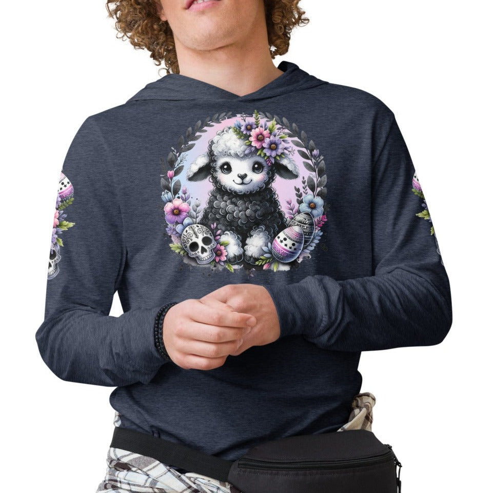 Gothic Easter Lamb - Hooded Long-Sleeved T-Shirt - Print on Sleeves