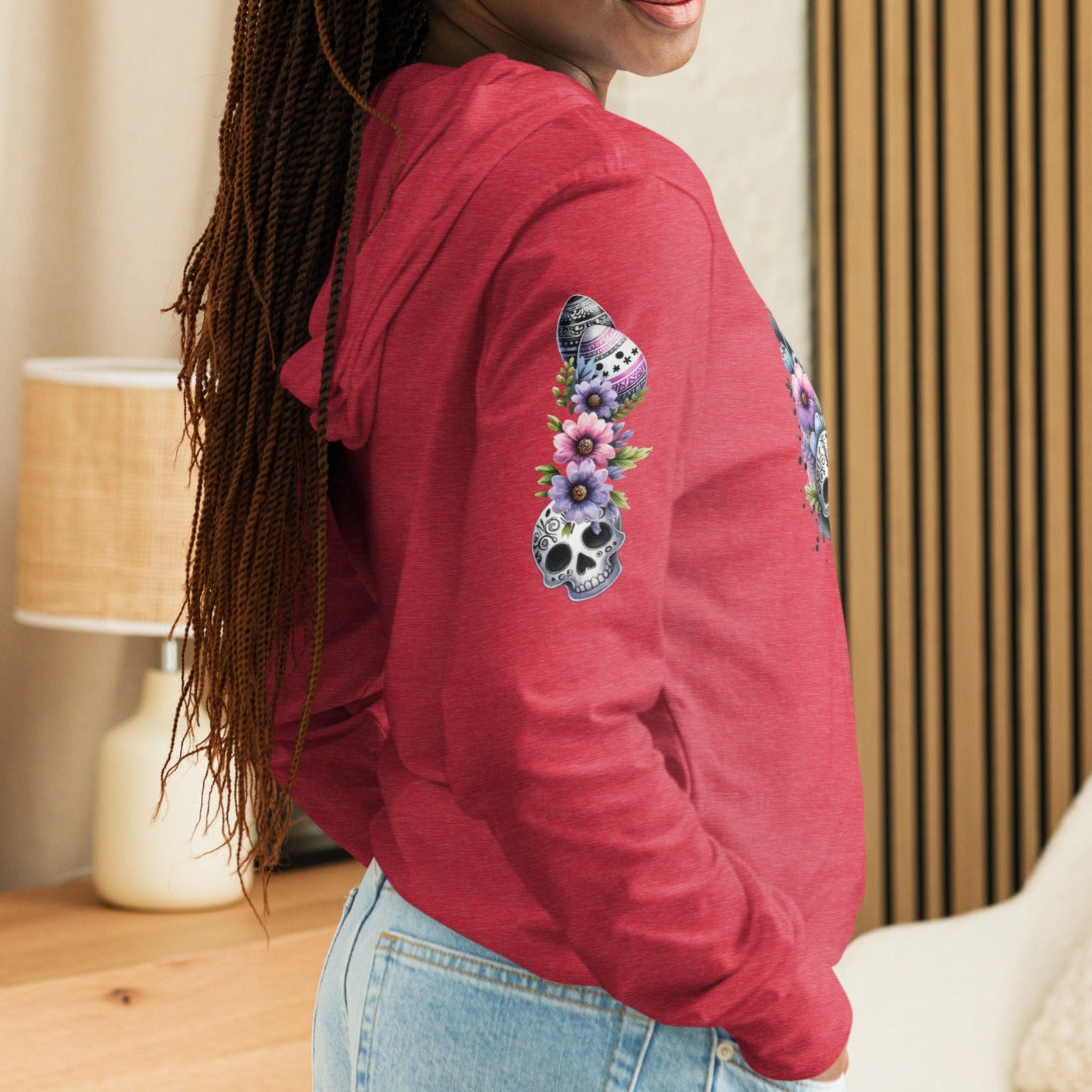 Gothic Easter Lamb - Hooded Long-Sleeved T-Shirt - Print on Sleeves