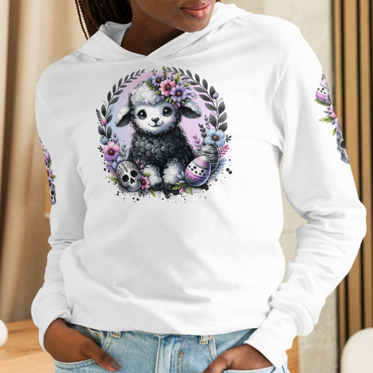 Gothic Easter Lamb - Hooded Long-Sleeved T-Shirt - Print on Sleeves