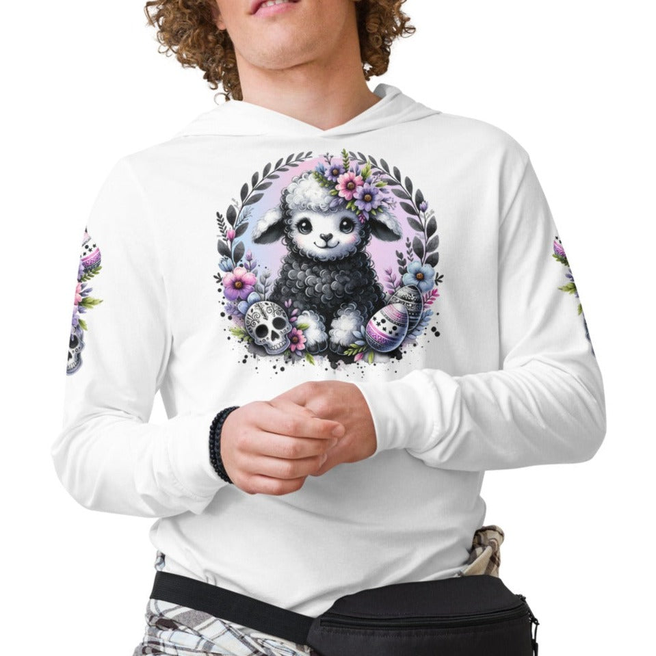 Gothic Easter Lamb - Hooded Long-Sleeved T-Shirt - Print on Sleeves