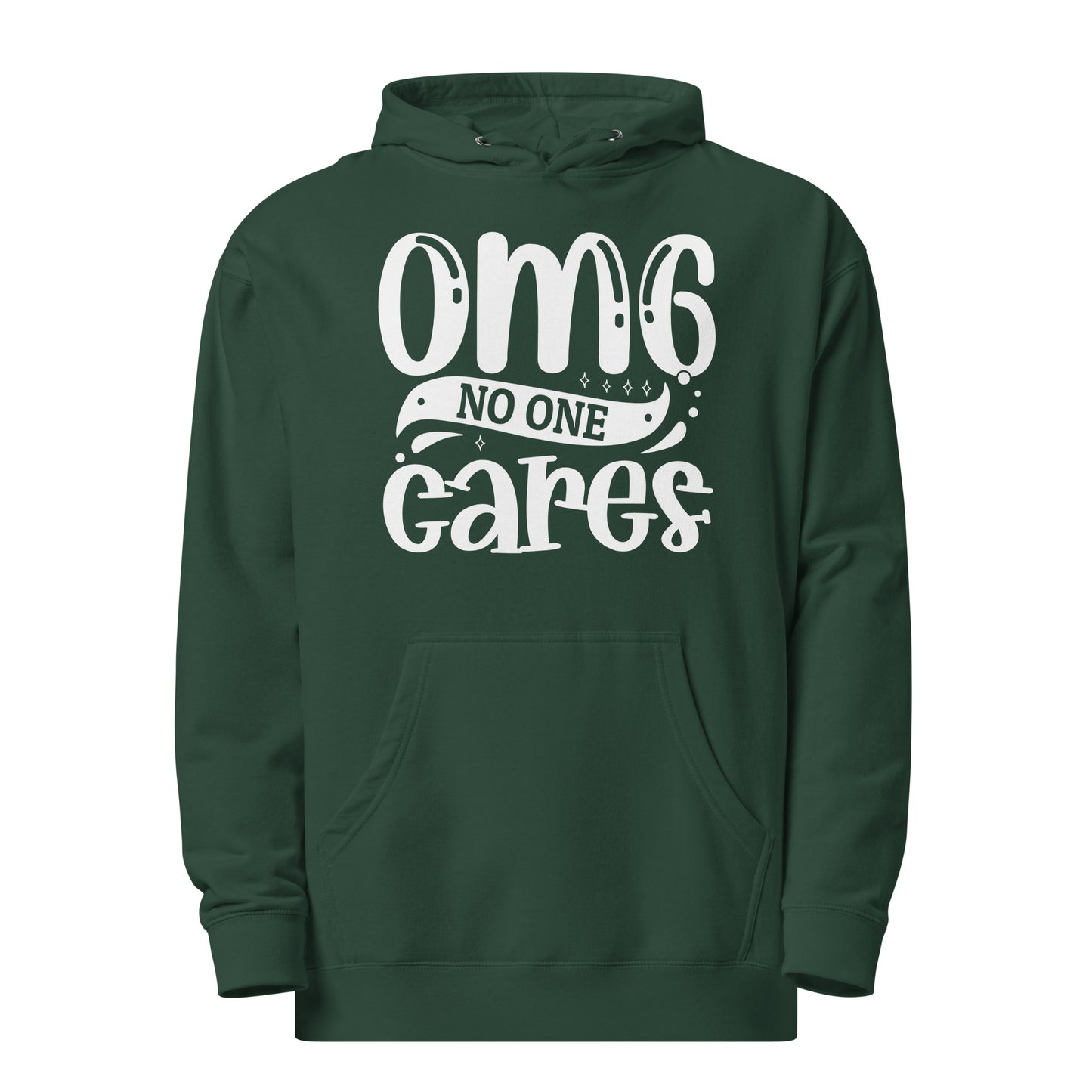 OMG No One Cares - Funny Sarcastic Hoodie - Unisex Heavyweight, Dark Shades