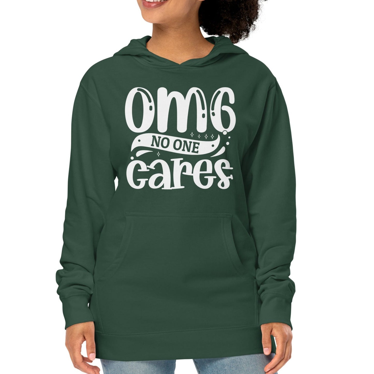 OMG No One Cares - Funny Sarcastic Hoodie - Unisex Heavyweight, Dark Shades