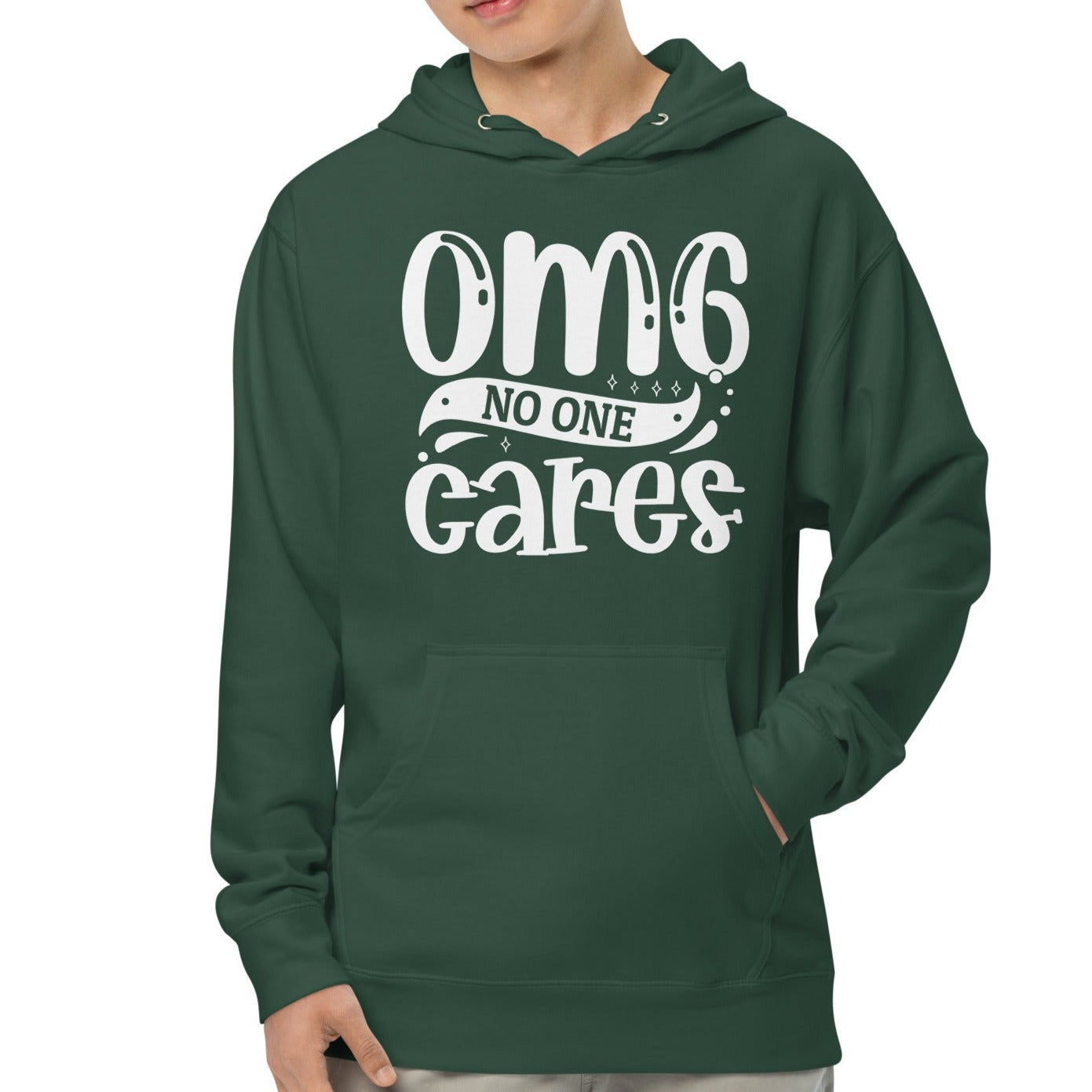 OMG No One Cares - Funny Sarcastic Hoodie - Unisex Heavyweight, Dark Shades