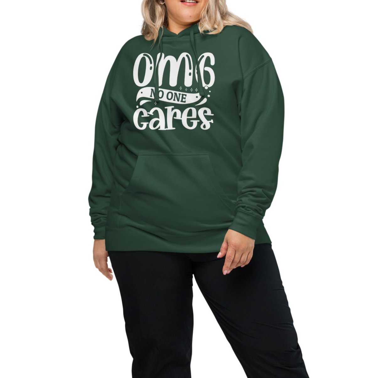OMG No One Cares - Funny Sarcastic Hoodie - Unisex Heavyweight, Dark Shades