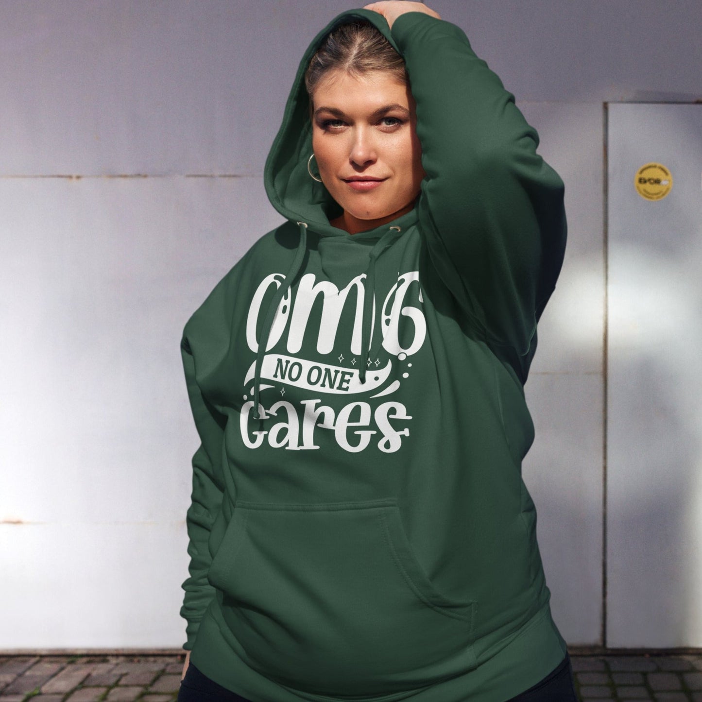 OMG No One Cares - Funny Sarcastic Hoodie - Unisex Heavyweight, Dark Shades