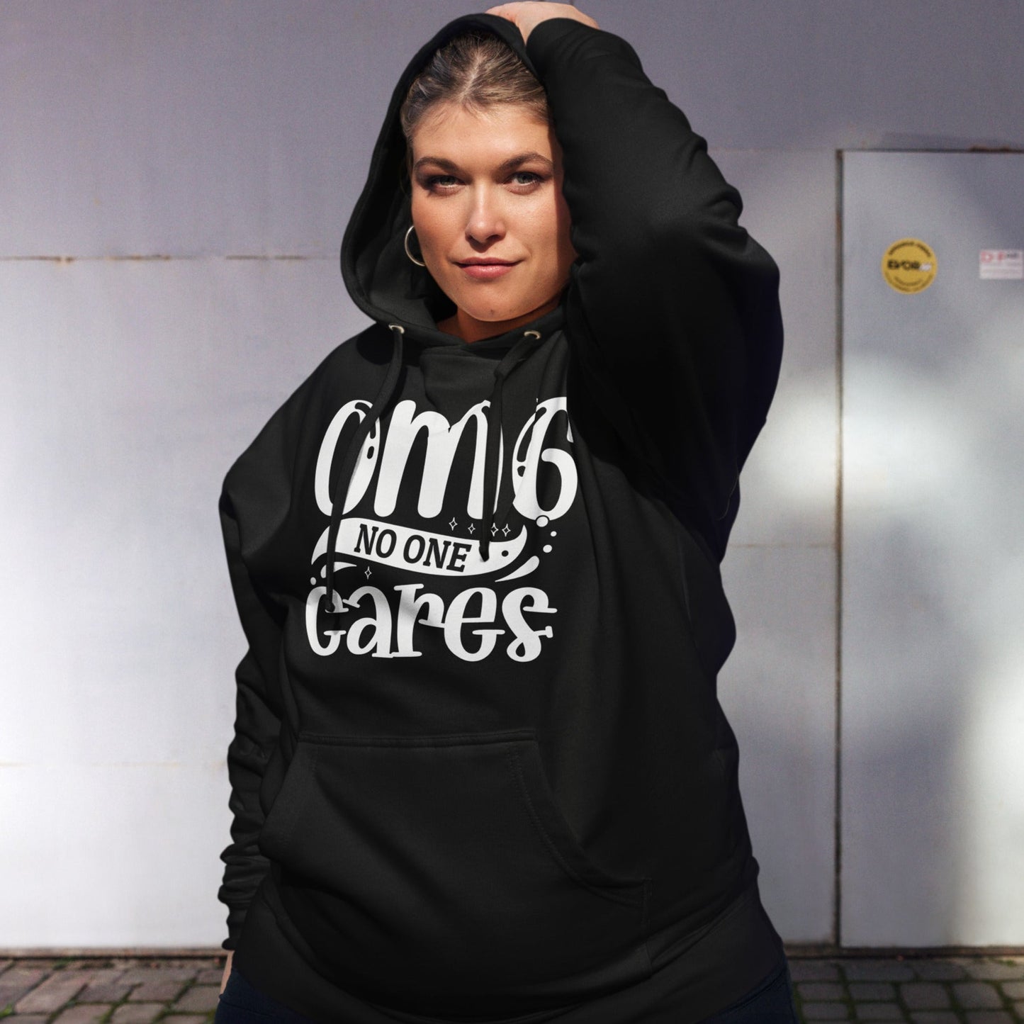 OMG No One Cares - Funny Sarcastic Hoodie - Unisex Heavyweight, Dark Shades