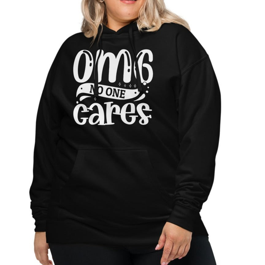 OMG No One Cares - Funny Sarcastic Hoodie - Unisex Heavyweight, Dark Shades