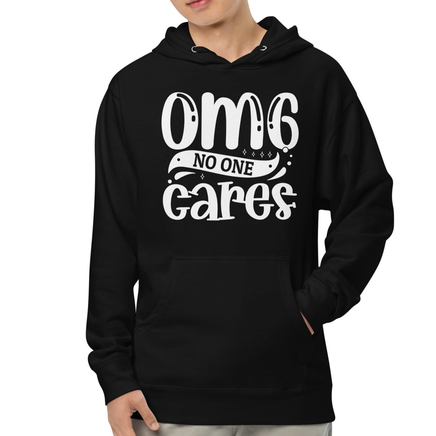 OMG No One Cares - Funny Sarcastic Hoodie - Unisex Heavyweight, Dark Shades