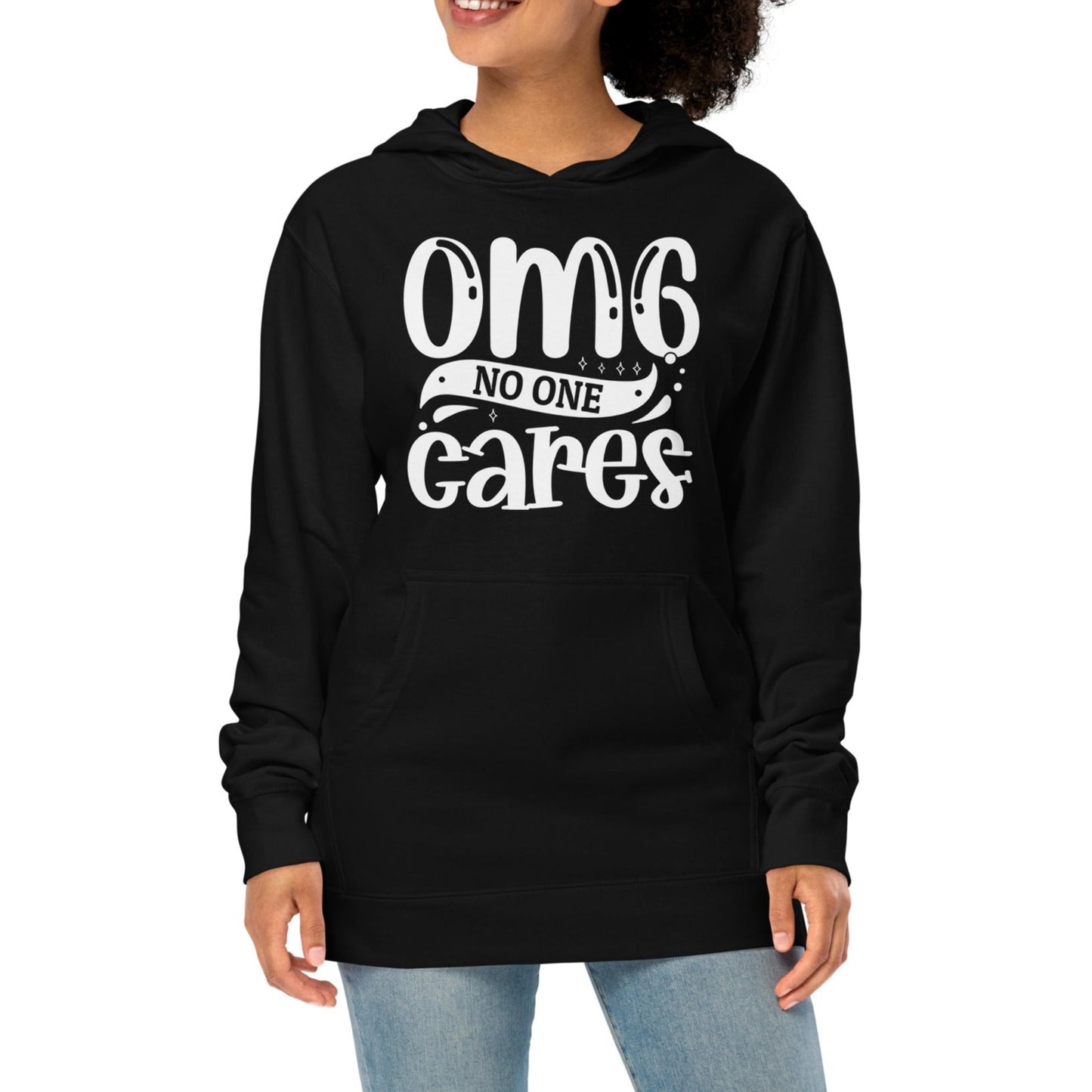 OMG No One Cares - Funny Sarcastic Hoodie - Unisex Heavyweight, Dark Shades