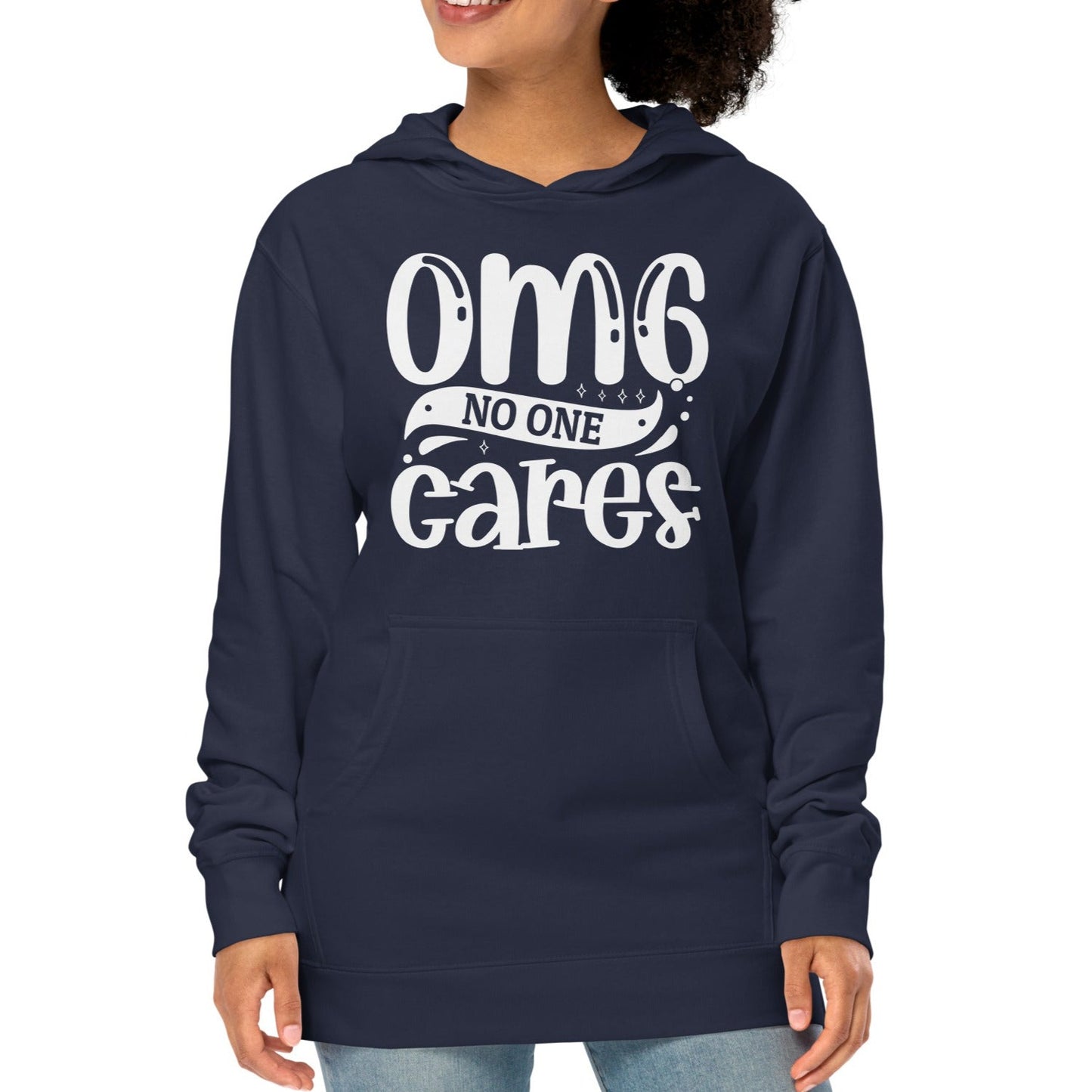 OMG No One Cares - Funny Sarcastic Hoodie - Unisex Heavyweight, Dark Shades