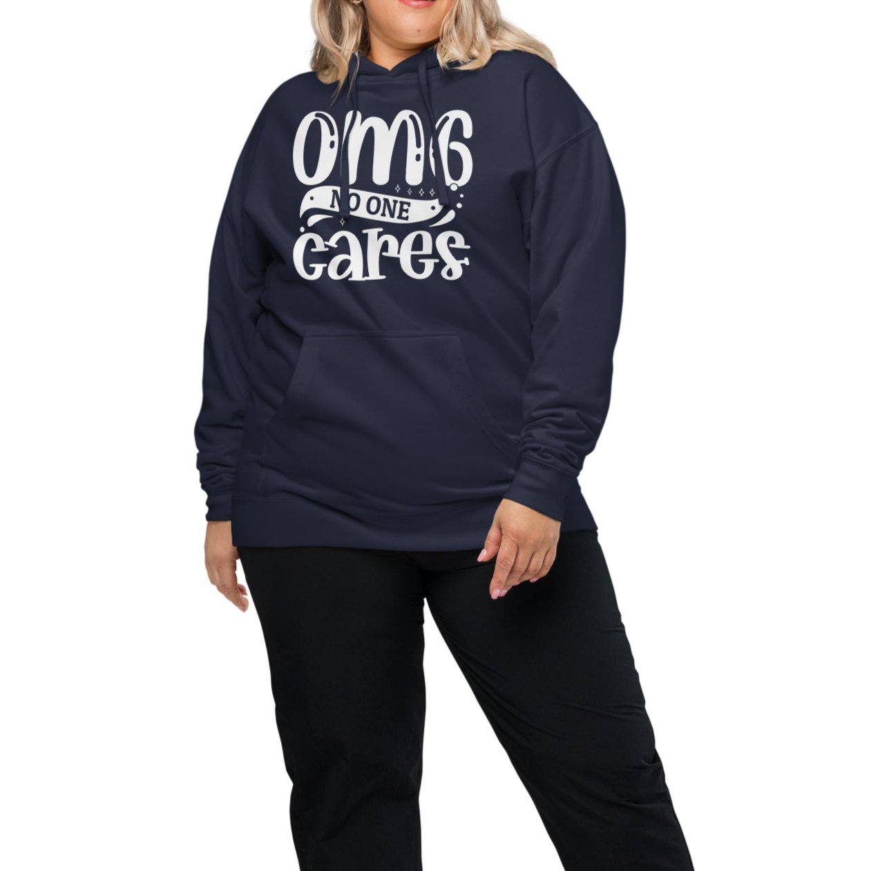 OMG No One Cares - Funny Sarcastic Hoodie - Unisex Heavyweight, Dark Shades