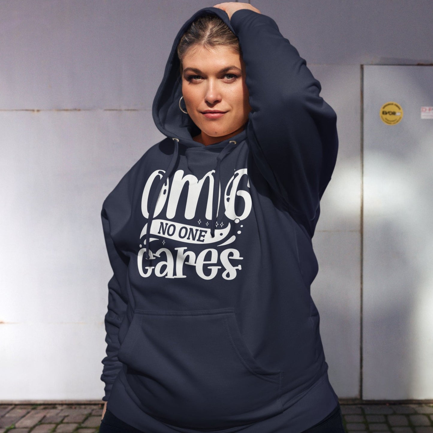 OMG No One Cares - Funny Sarcastic Hoodie - Unisex Heavyweight, Dark Shades