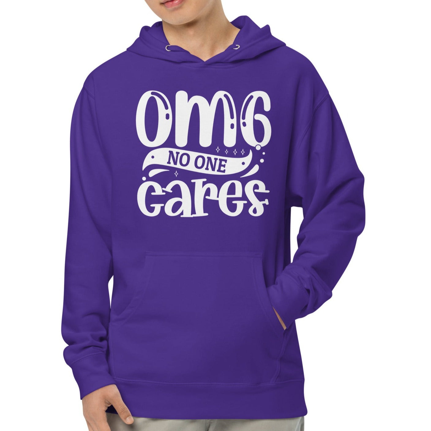 OMG No One Cares - Funny Sarcastic Hoodie - Unisex Heavyweight, Dark Shades
