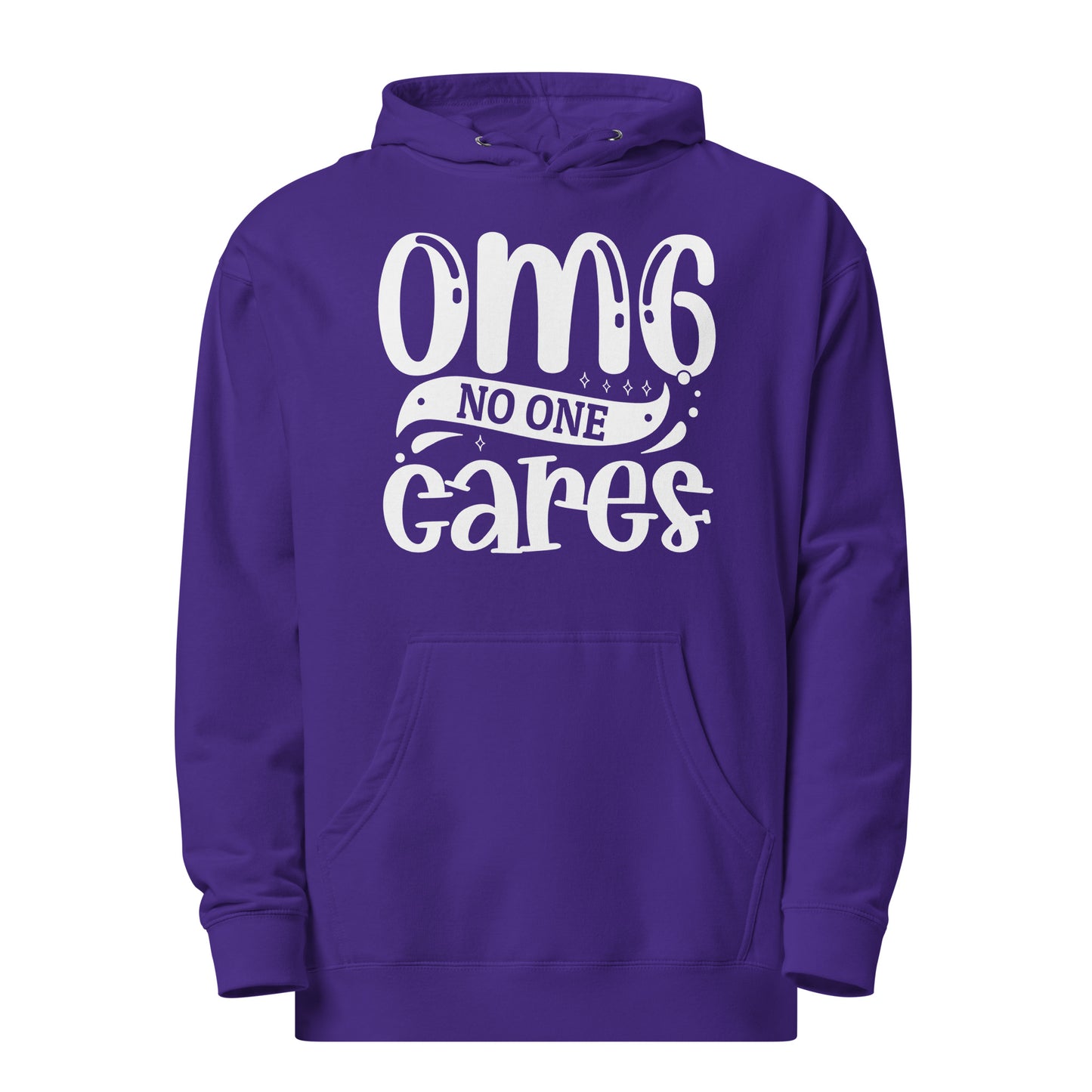 OMG No One Cares - Funny Sarcastic Hoodie - Unisex Heavyweight, Dark Shades
