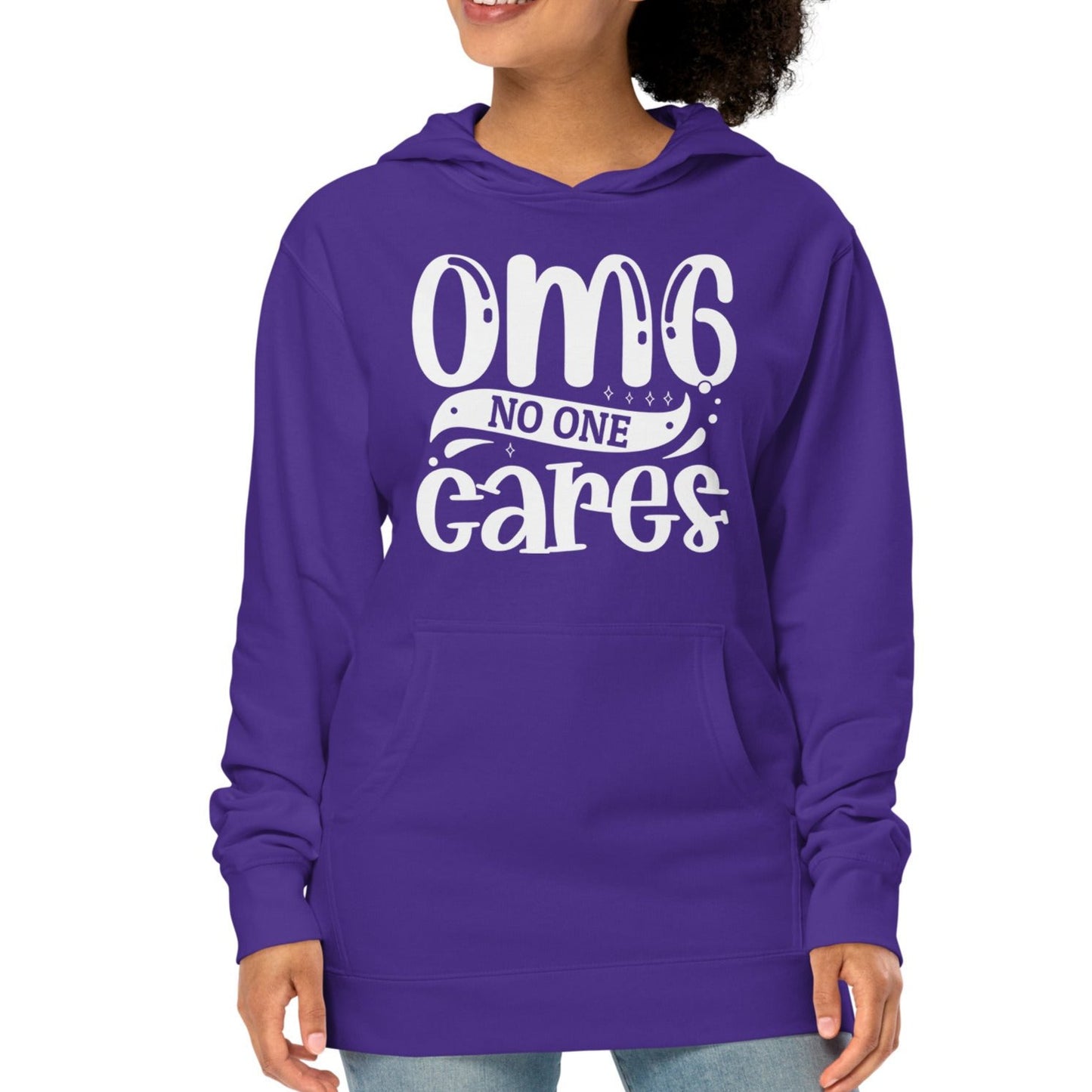 OMG No One Cares - Funny Sarcastic Hoodie - Unisex Heavyweight, Dark Shades