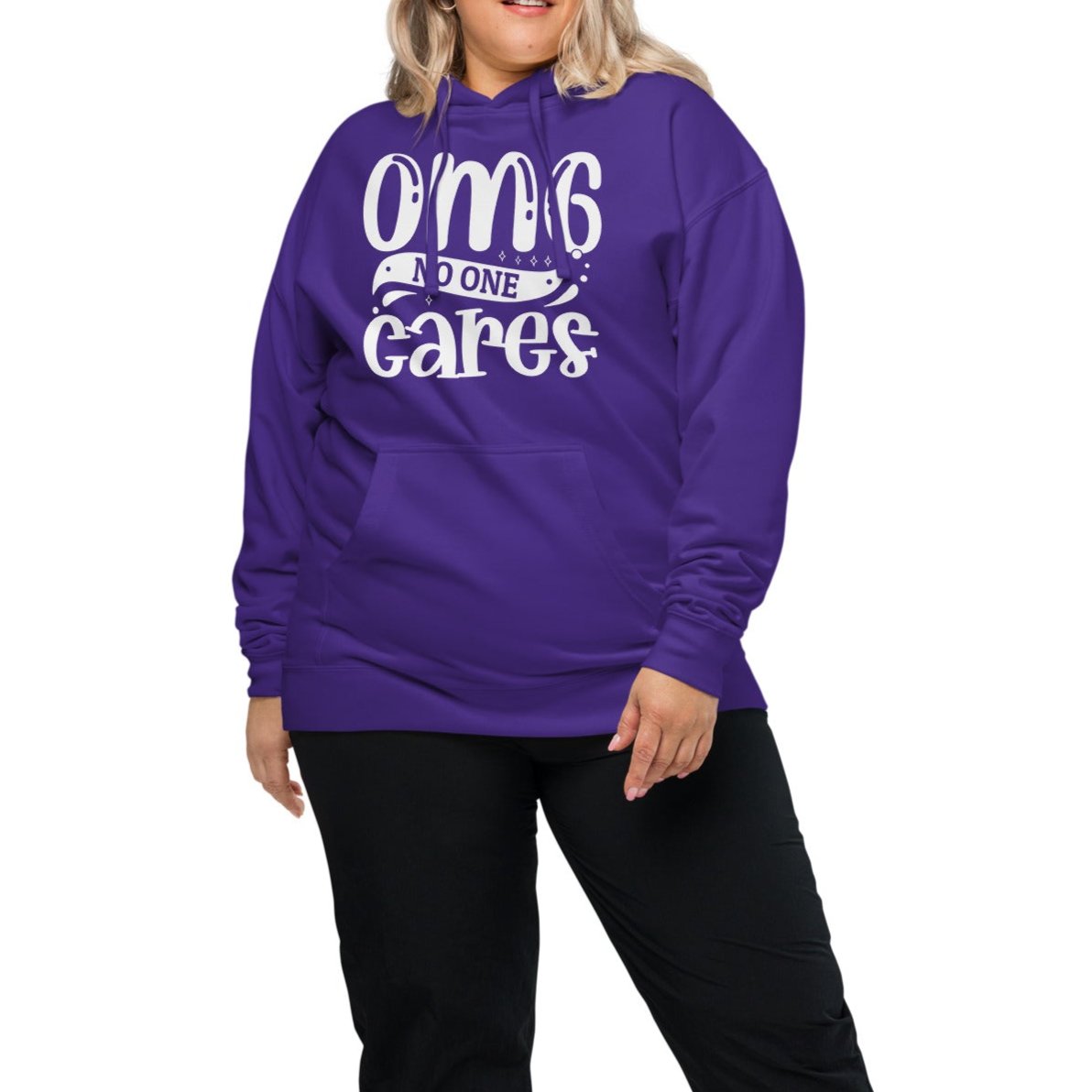 OMG No One Cares - Funny Sarcastic Hoodie - Unisex Heavyweight, Dark Shades