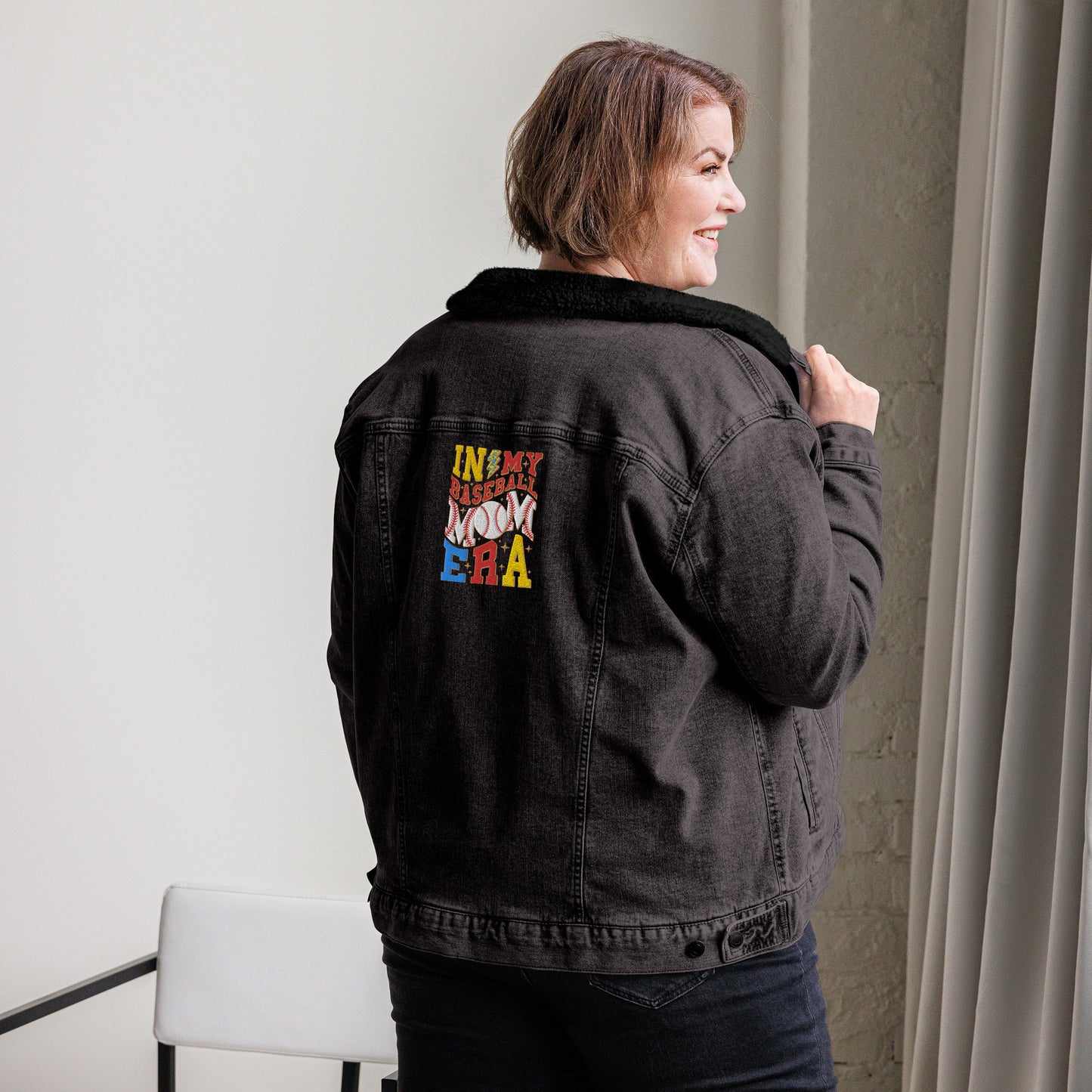 In My Baseball Mom Era - Unisex Denim Sherpa Jean Jacket