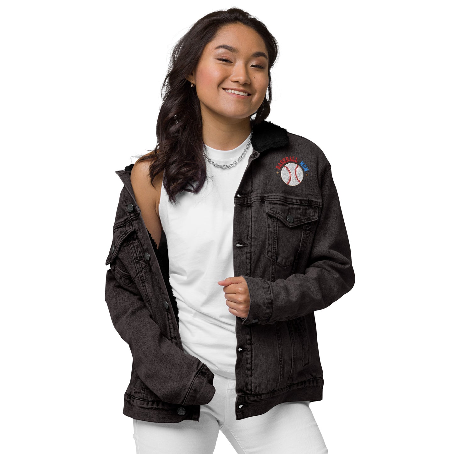 In My Baseball Mom Era - Unisex Denim Sherpa Jean Jacket