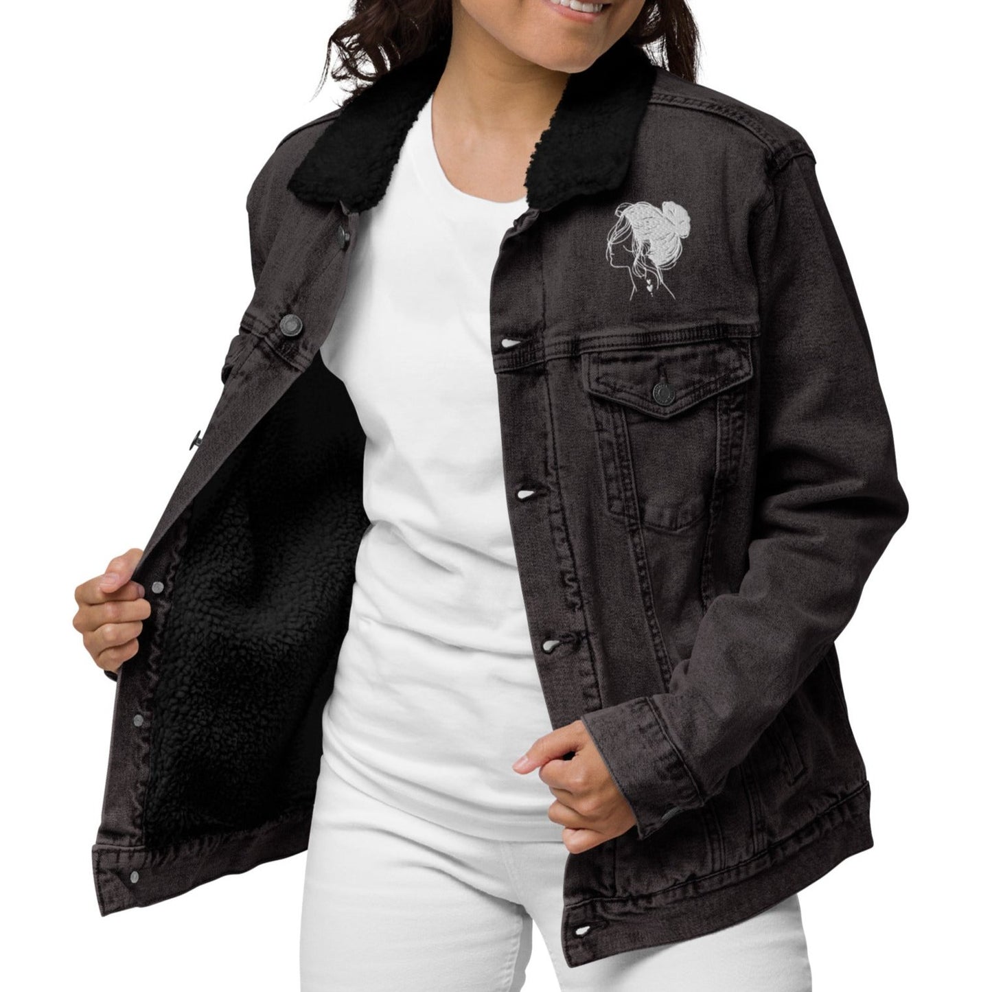 Proud Supporter of Messy Hair and Sweatpants - Unisex Denim Sherpa Jean Jacket