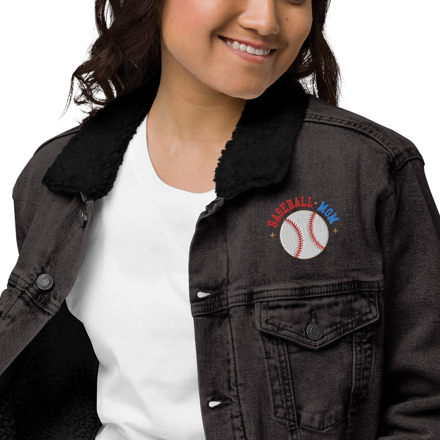 In My Baseball Mom Era - Unisex Denim Sherpa Jean Jacket