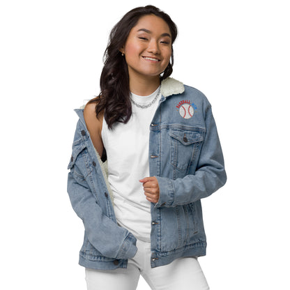 In My Baseball Mom Era - Unisex Denim Sherpa Jean Jacket