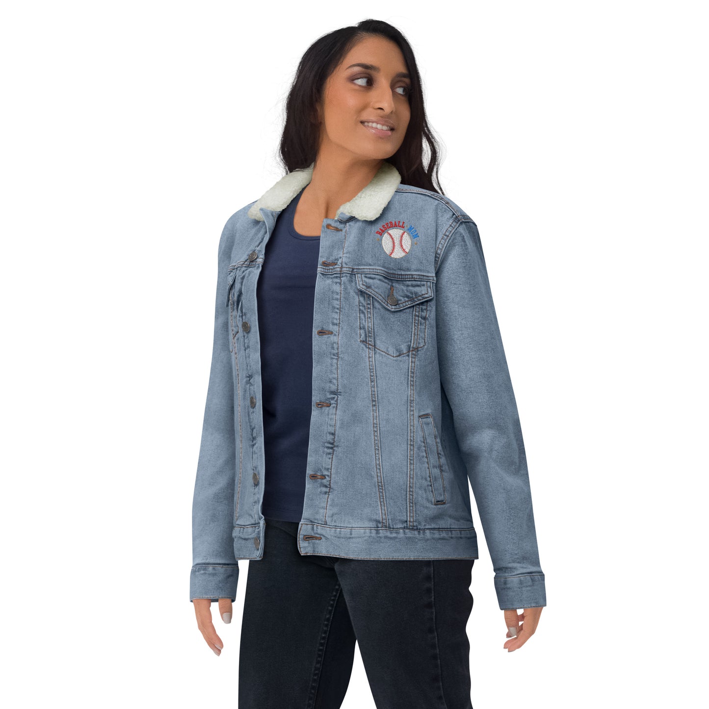 In My Baseball Mom Era - Unisex Denim Sherpa Jean Jacket