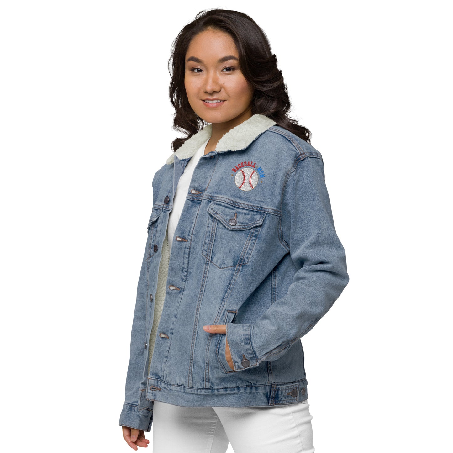 In My Baseball Mom Era - Unisex Denim Sherpa Jean Jacket