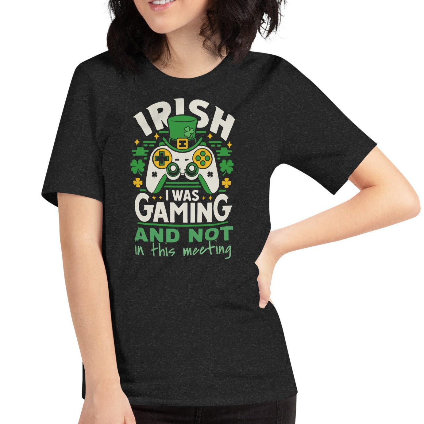 Irish I Was Gaming And Not In This Meeting | Everyday Essential Unisex Soft Jersey Tee – Lightweight Comfort